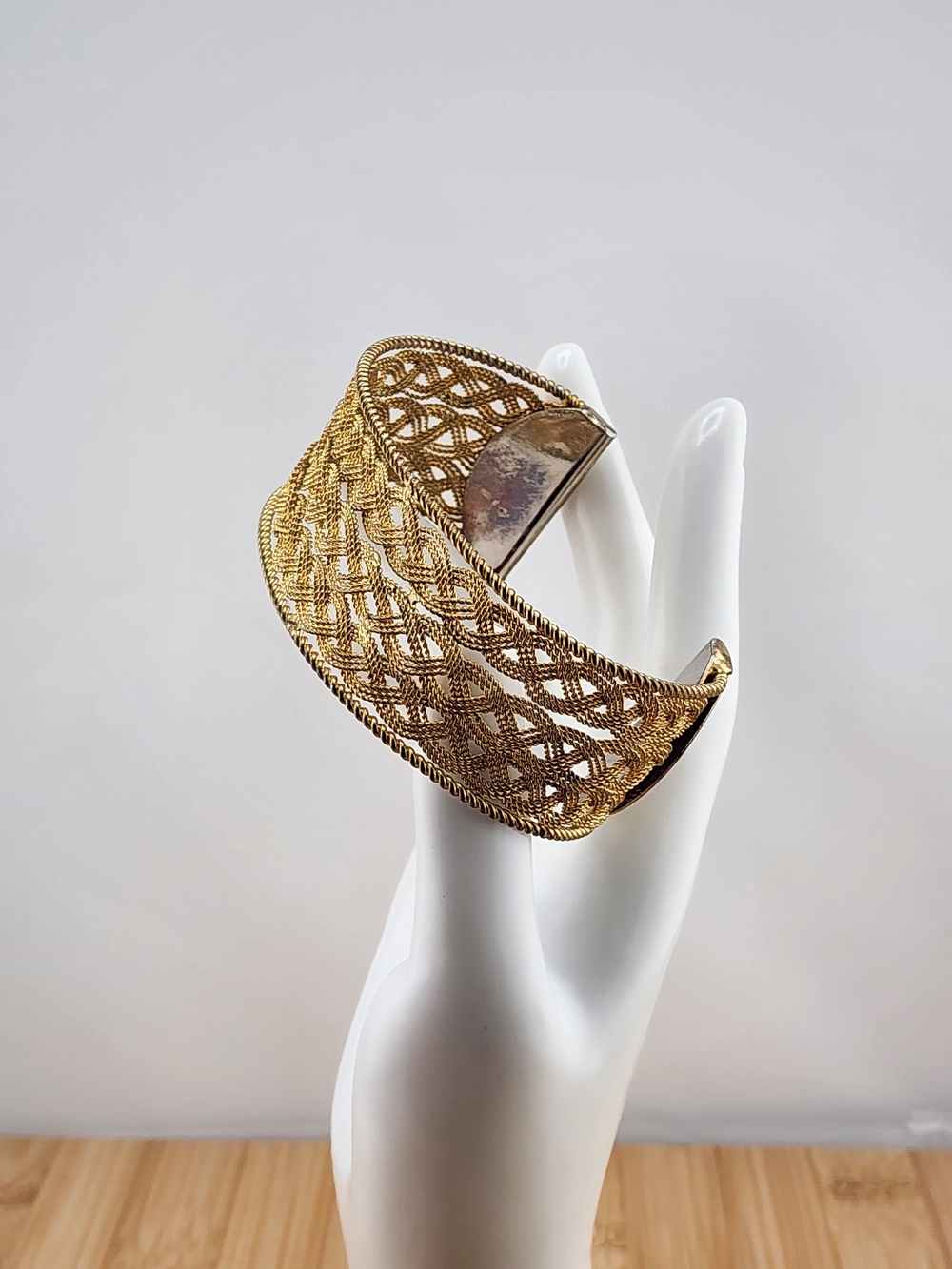 Gold Tone Woven Open Cuff Bracelet - Women Jewelry 0650